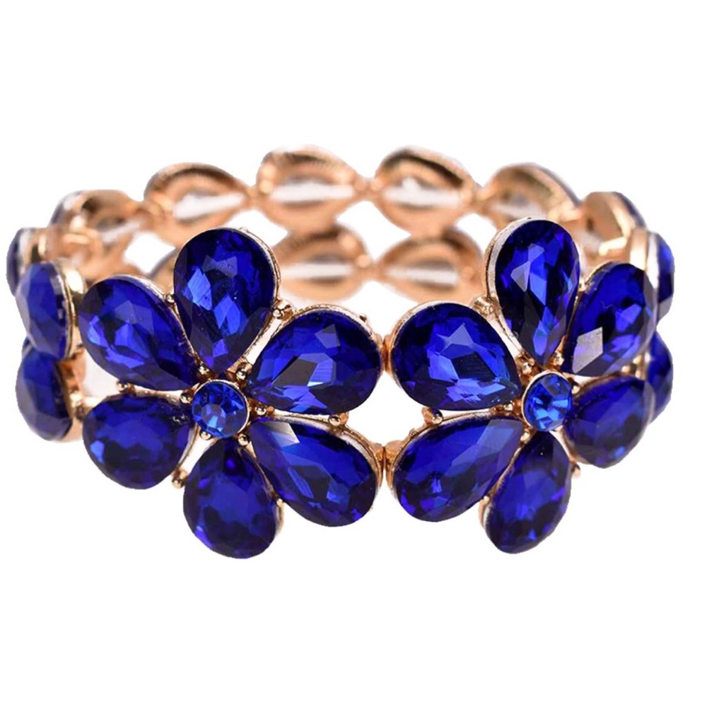 Blue flower stretch bracelet